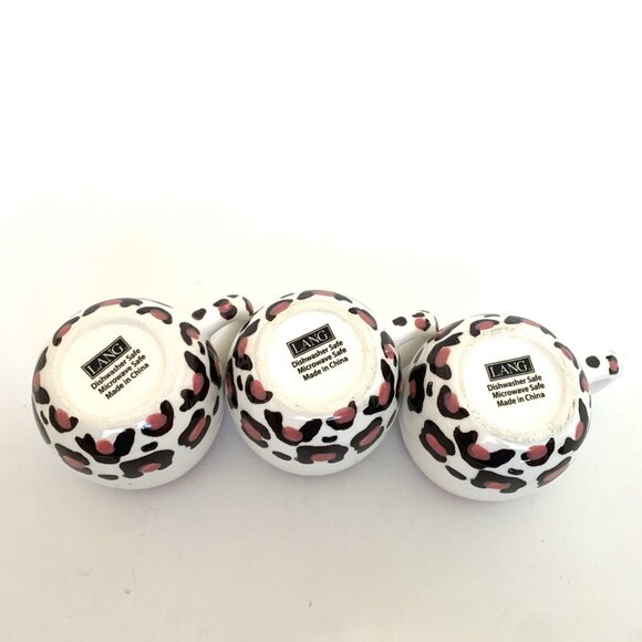 Lang Design Ceramic Espresso Mug Coffee Tea Set of 3 Face Animal Print Demitasse - Picture 10 of 11